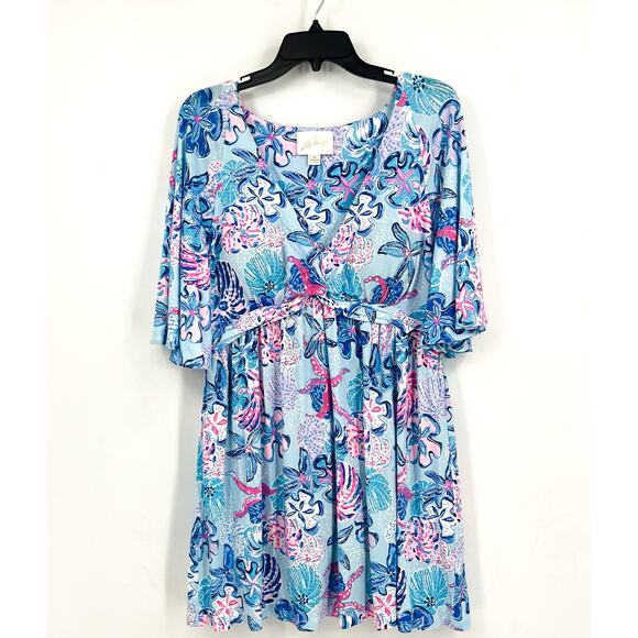 LILLY PULITZER Minka Skirted Romper XL Blue Bahamas Beachcomber NWOT - Picture 4 of 10